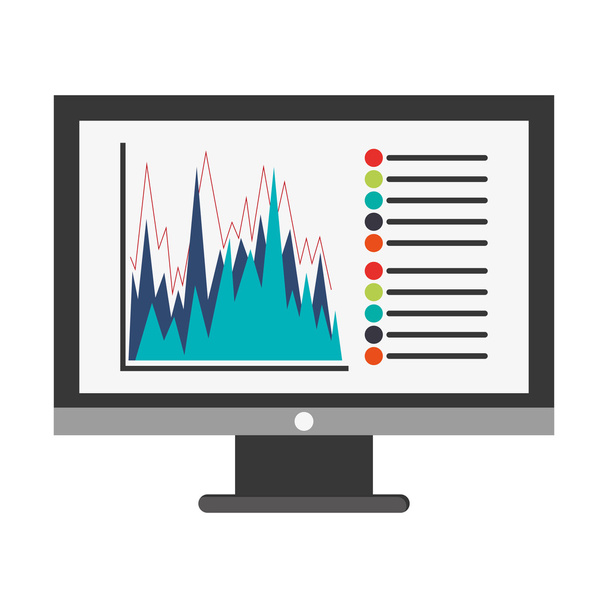 computer with graph chart icon - Vector, imagen