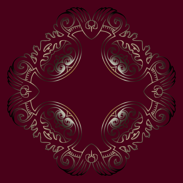 Vector vintage border frame engraving with retro ornament pattern in antique rococo style decorative design - Вектор, зображення