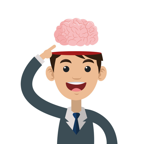 person with brain outside head icon - Vector, Image