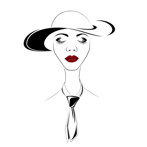 Mode Frau mit Hut - Vektor, Bild
