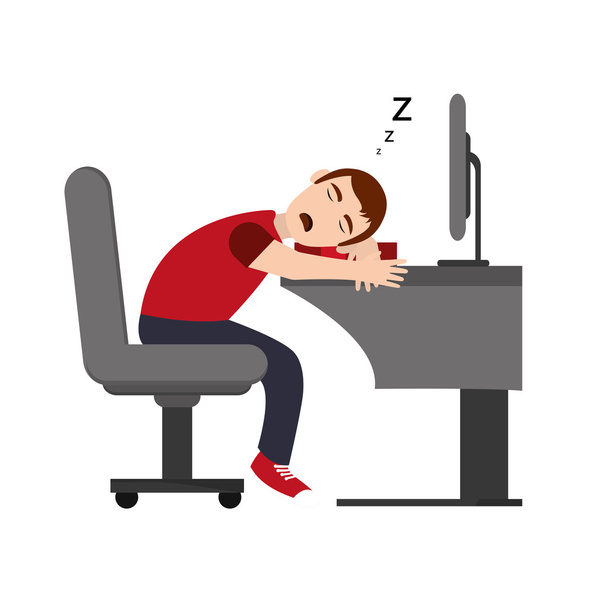 ατόμου που κοιμάται πάνω εικονίδιο γραφείο - Διάνυσμα, εικόνα