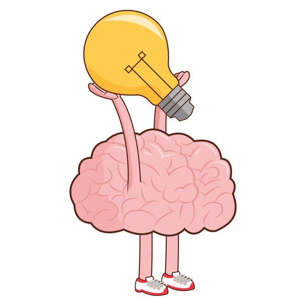 lidský mozek zvedací žárovka ikona - Vektor, obrázek