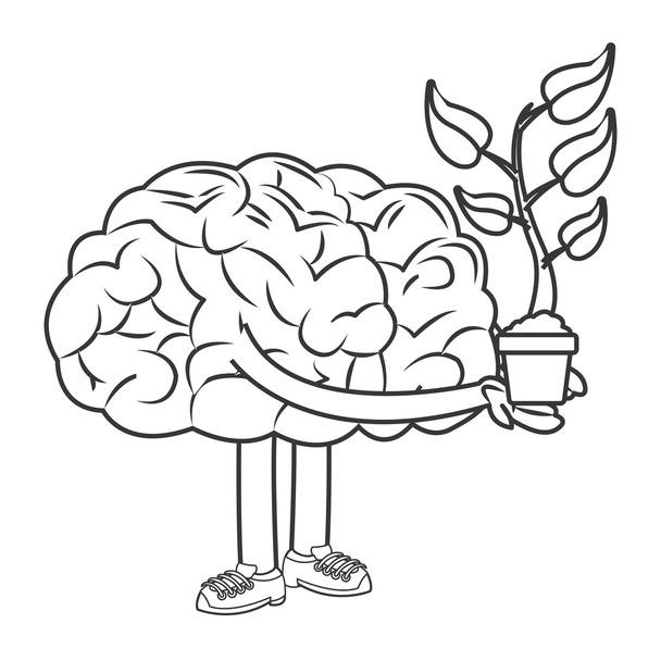 スプラウトのアイコンを保持している人間の脳 - ベクター画像