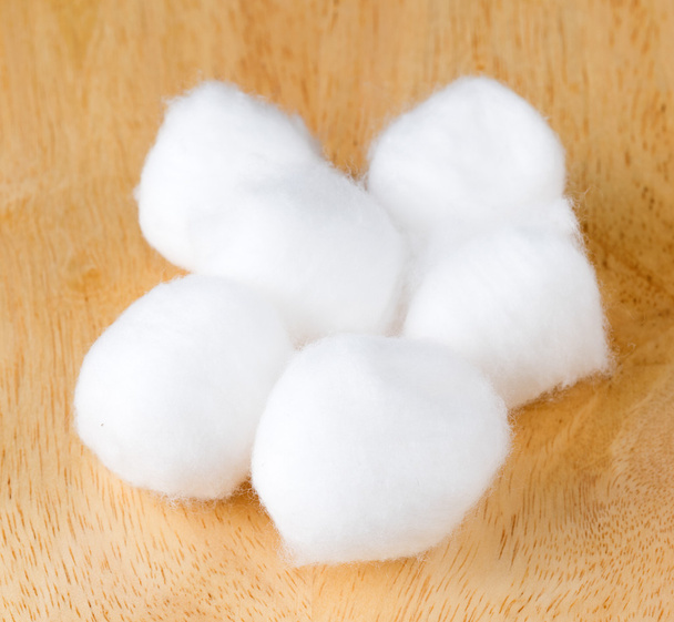 cotton wool on wood background - Photo, Image