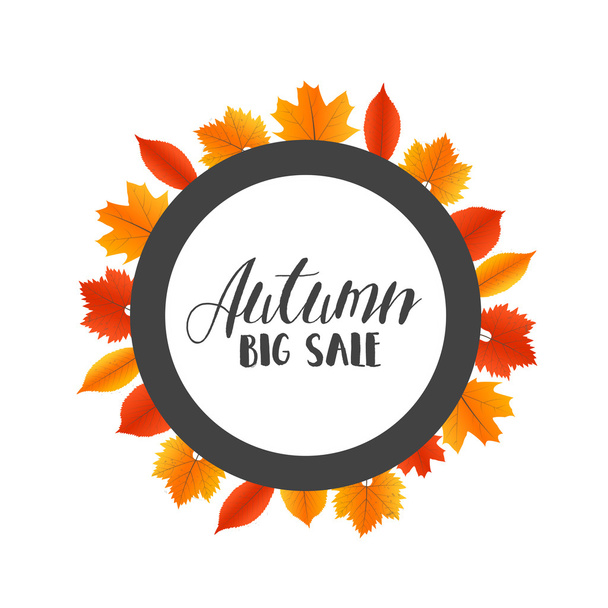 Autumn Sales Banner With Colorful Leaves. Vector - Vektör, Görsel