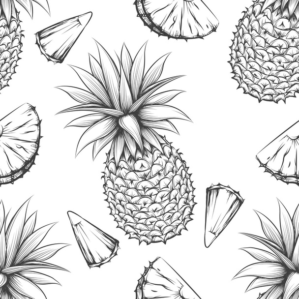 Pineapple vector seamless pattern - Vektor, kép