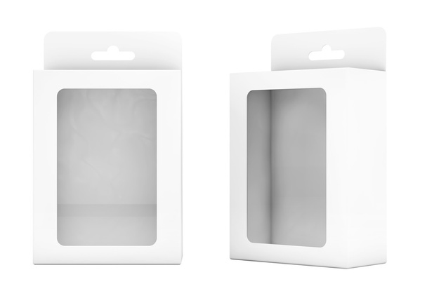 Product Package Blister Boxes With Hang Slot. 3d Rendering - Photo, Image