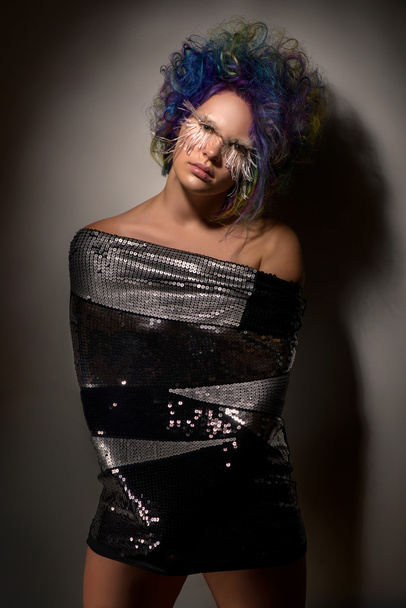 Girl with dyed hair and creative make up  - Fotoğraf, Görsel