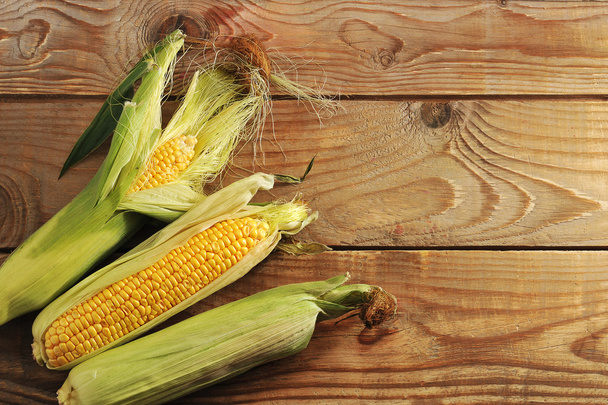 fresh corn on the cob - a whole cob with leaves  - Photo, Image
