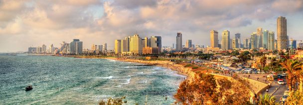Panorama van de mediterrane waterkant in Tel Aviv - Foto, afbeelding
