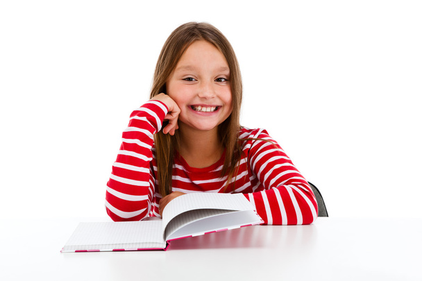 Girl learning isolated on white background - Photo, Image