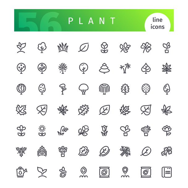 Set de iconos de línea de planta
 - Vector, Imagen