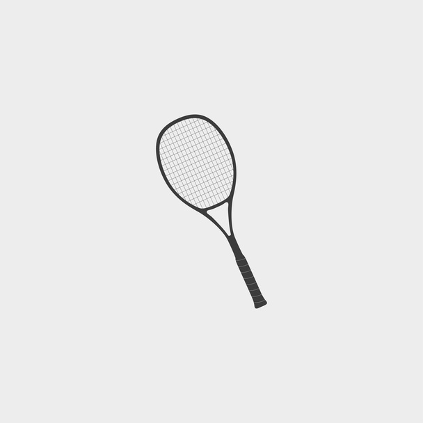 Badminton ikona v rovném provedení v černé barvě. Vektorové ilustrace eps10 - Vektor, obrázek