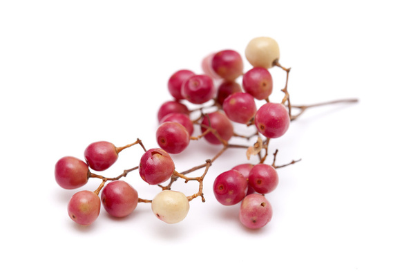 pink peppercorn clusters isolated on white - Foto, Bild