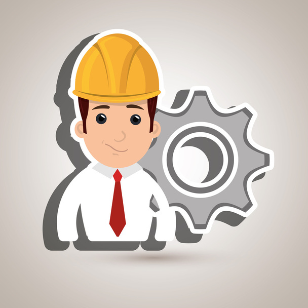 man construction tool gears - Vector, Image