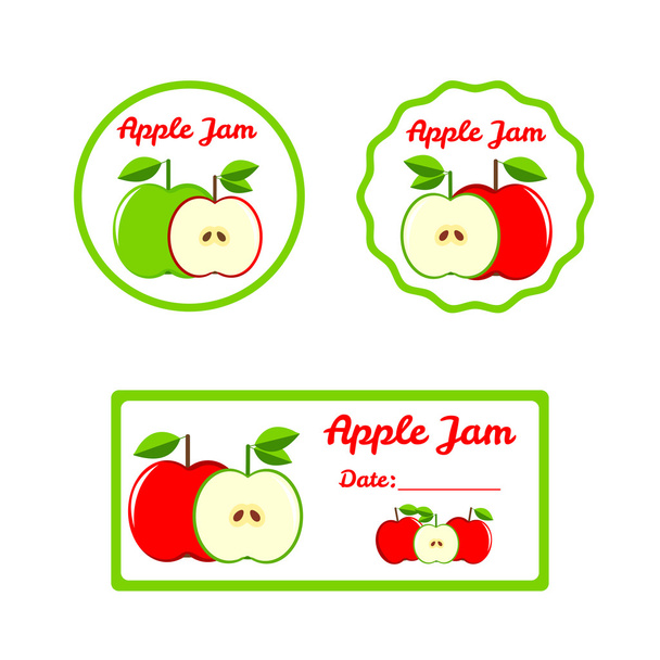 Dżem jabłkowy - kolorowe etykiety zestawu - Wektor, obraz