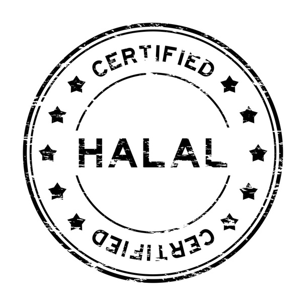 Halal nieczysty czarny i certyfikowanych pieczątka na białym tle - Wektor, obraz