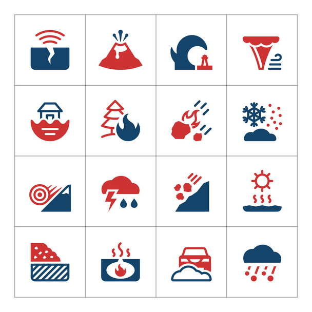 Set color icons of natural disaster - Vector, Image