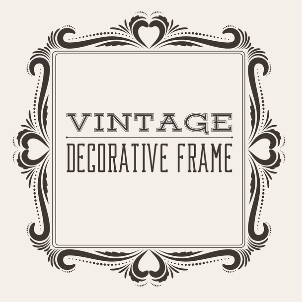 Square vector vintage border frame with retro ornament pattern - Vector, Image