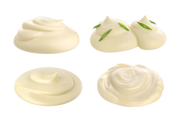 Handful of mayonnaise isolated on white - Photo, Image