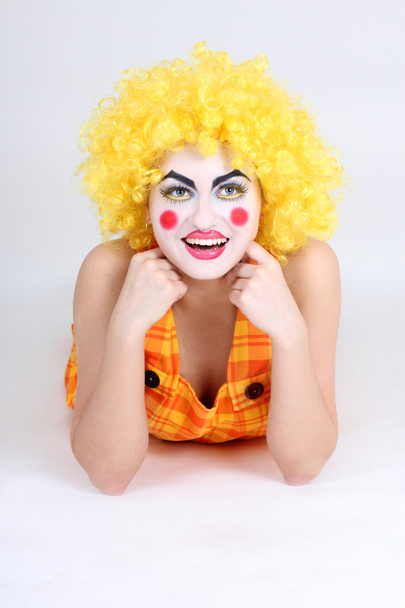 Funny clown in costume and make-up - Foto, Imagen