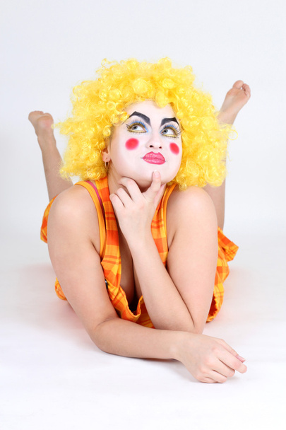 Funny clown in costume and make-up - Foto, Bild