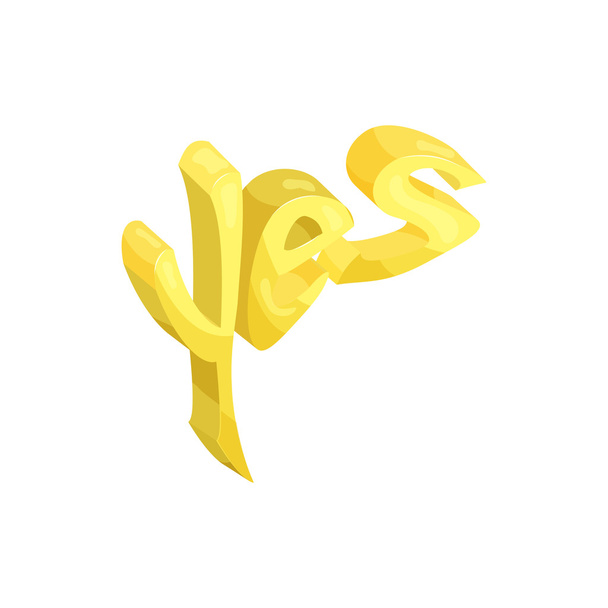 Yes word icon in cartoon style - Vector, Image