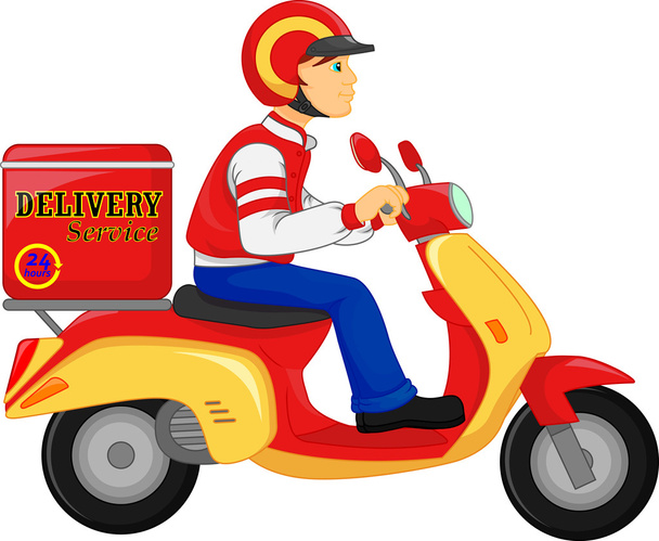 Delivery Boy Ride Scooter Motorcycle Service - Vector, Image