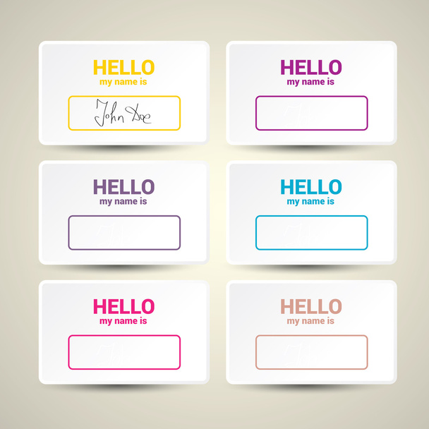 Hello My Name Is. Name Tag Set. - Διάνυσμα, εικόνα