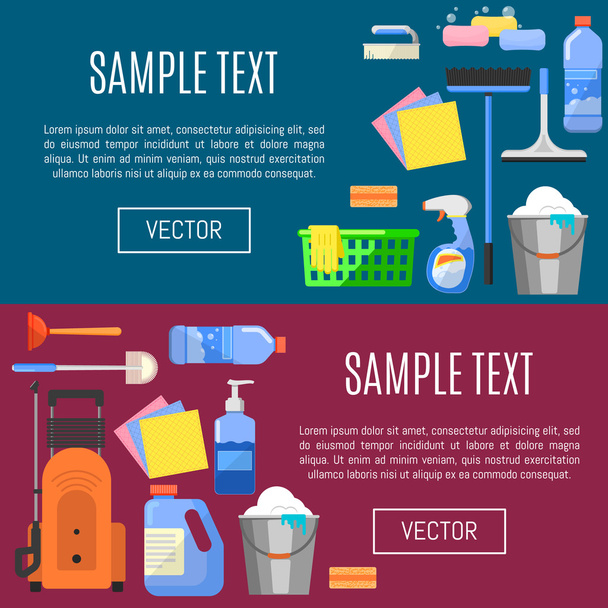 Cleaning icons on banner vector illustration - Wektor, obraz