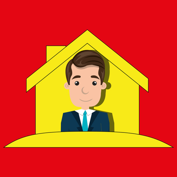 ασφαλιστικό σπίτι άνδρας κόκκινη - Διάνυσμα, εικόνα