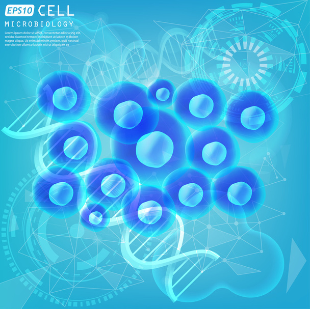 Células azules bajo microscopio
 - Vector, imagen