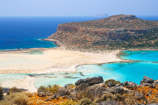 Widok na piękną plażę w lagunę Balos, Crete - Zdjęcie, obraz