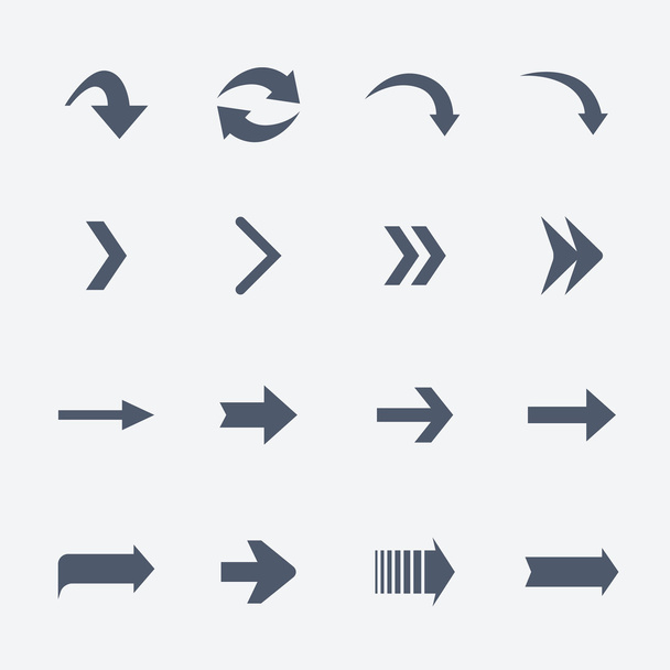 Flat vector collection of arrows icons isolated on white. - Vektor, obrázek