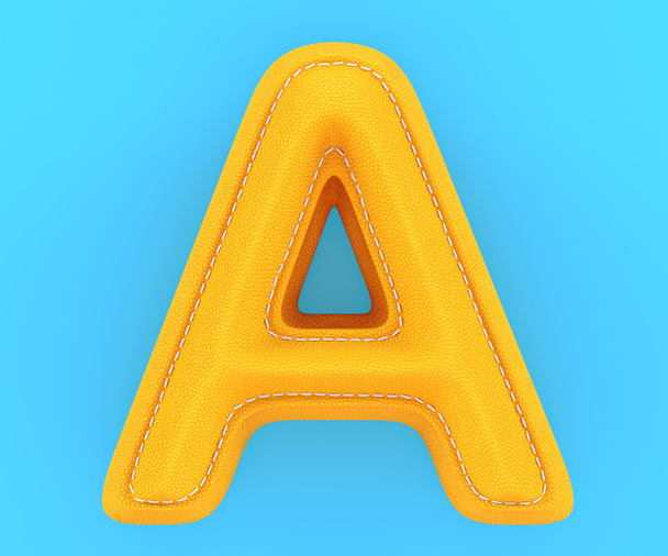 Leather yellow texture letter A - Photo, image