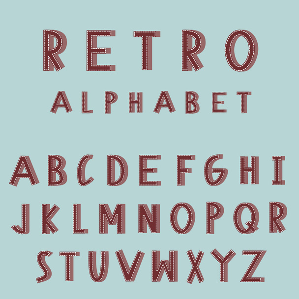 Retro embroidered alphabet vector font - Vector, Image