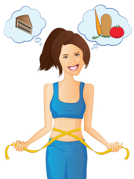 Weight-loss and Diet Woman - Vector, Image