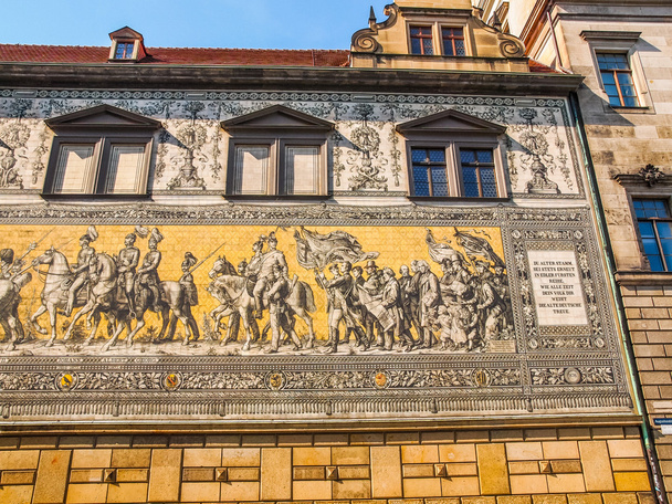 Fuerstenzug körmenet a hercegek Hdr Dresden, Németország - Fotó, kép