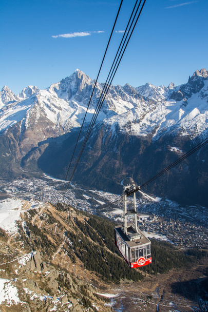 Velké lyžařské sedačkové lanovky gondola tramvaj v Francie Chamonix - Fotografie, Obrázek