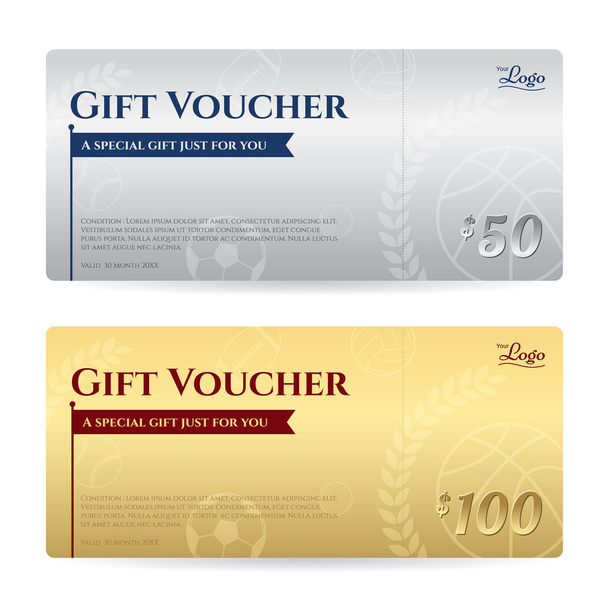 Cheque de regalo o plantilla de certificado de regalo en oro de lujo y plata tema
 - Vector, imagen