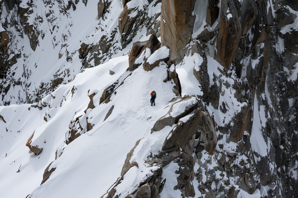 Bergsteiger an der Spitze der aiguille du midi - Foto, Bild