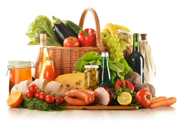 Composición con variedad de productos de alimentación
 - Foto, imagen
