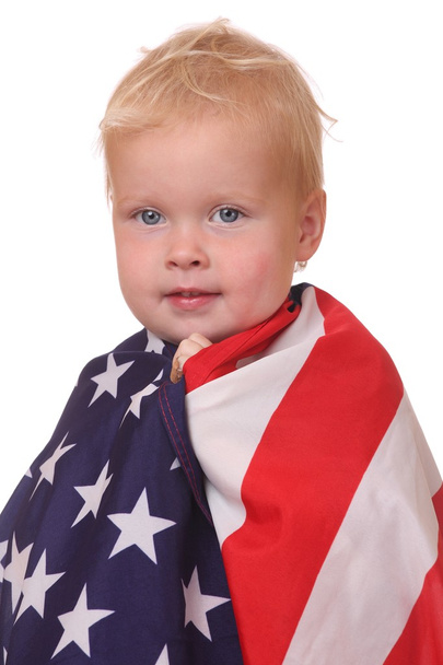Child with USA flag - Φωτογραφία, εικόνα