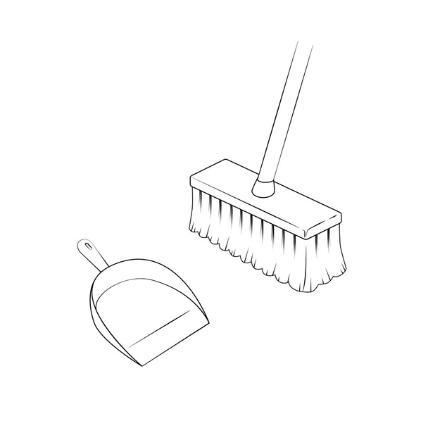 Broom and dustpan. Isolated illustration. Vector. - Vector, Image