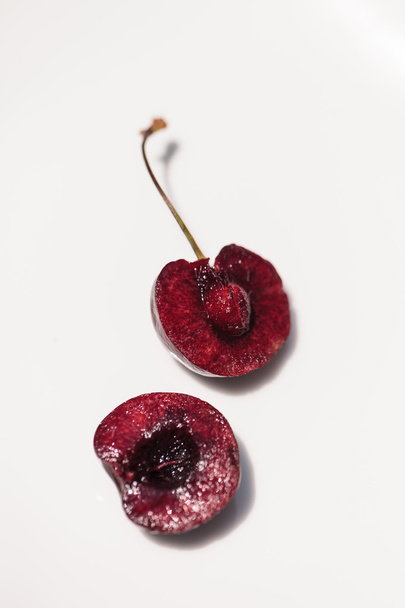 Macro of a dark red black cherry - Photo, Image