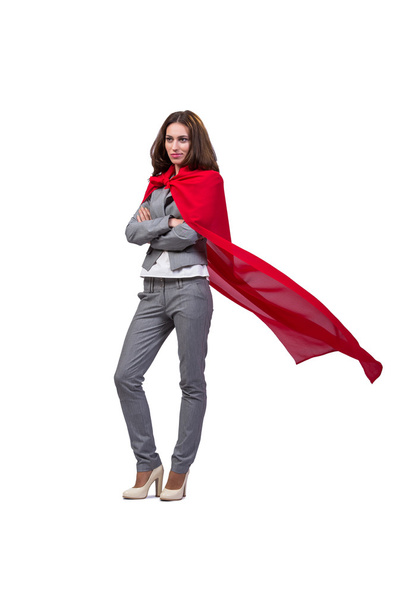 Fiatal superwoman elszigetelt fehér - Fotó, kép