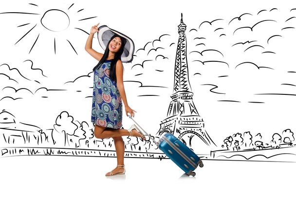 Genç kadın Paris'e seyahat - Fotoğraf, Görsel