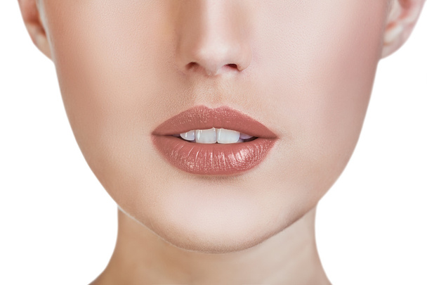 Beautiful young woman lips close-up. - Фото, изображение