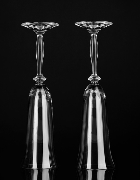 Empty glasses for champagne isolated on black - Valokuva, kuva