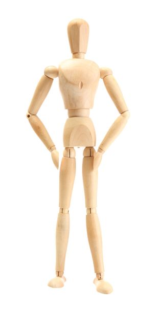 Wooden mannequin isolated on white - 写真・画像